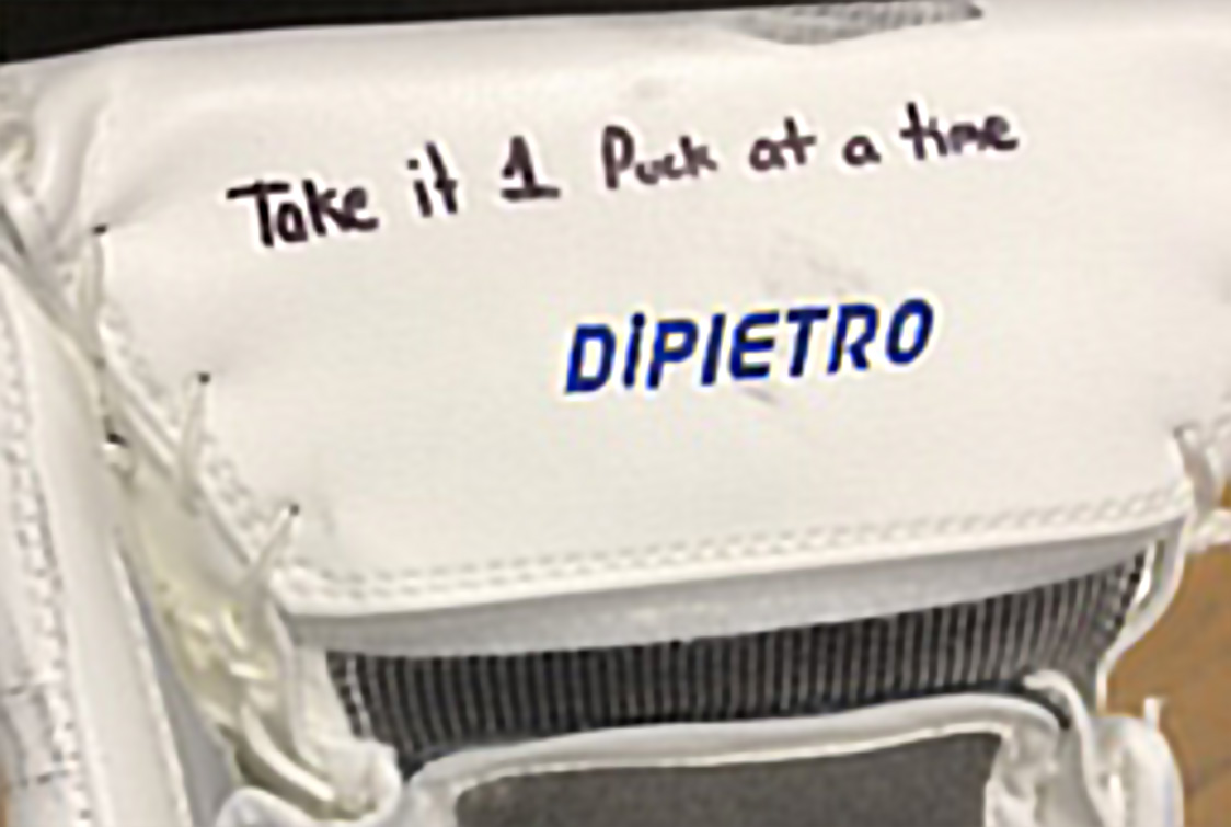Canucks DiPietro mixes messages written inside blocker to stay focused