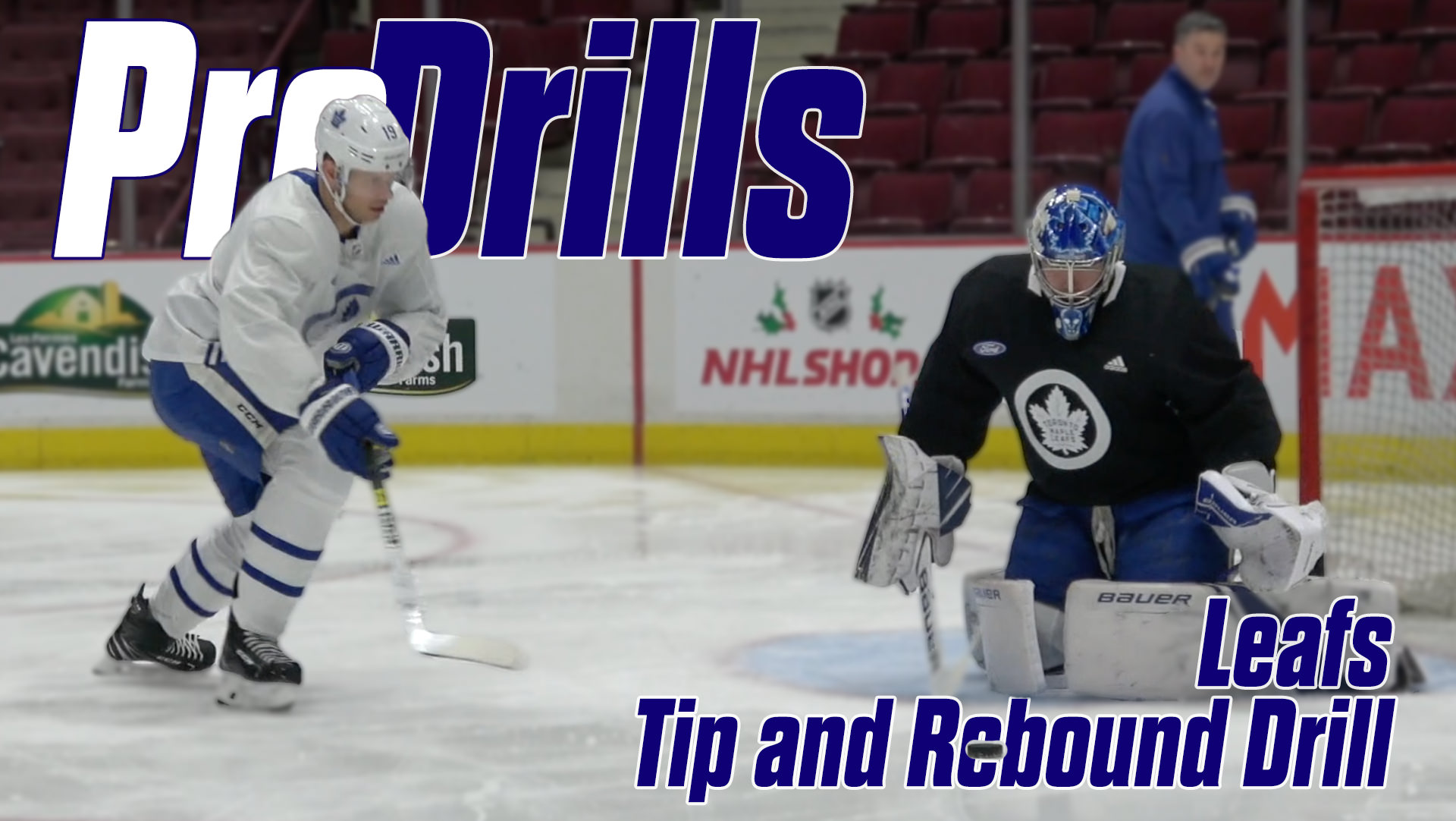 Pro-Drills: Maple Leafs tip and rebound drill with Frederik Andersen and Michael Hutchinson
