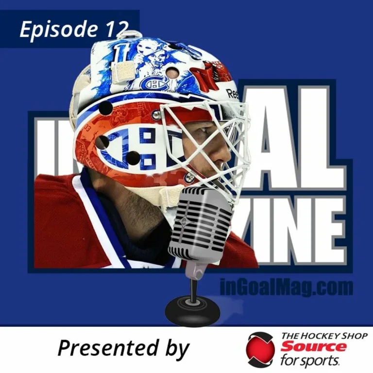 InGoal Radio Episode 12 podcast cover featuring Canadiens goalie Alex Auld in painted mask and red jersey