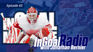 Jonathan Bernier in Detroit Red Wings gear for InGoal Radio Episode 65 podcast artwork