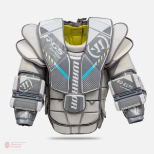 Warrior Ritual G5 Pro+ Senior goalie chest and arm protector in white and gray colorway