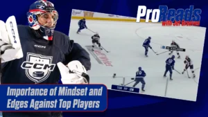 Jet Greaves in CCM gear demonstrates edge control and mindset techniques in a ProReads instructional video breakdown