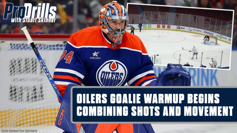 feature image for Oilers Goalie warmup begins combining shots and movement Movement