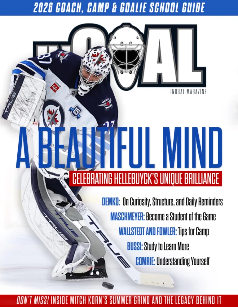 InGoal 2026 Coach, Camp and Goalie School Guide cover featuring Connor Hellebuyck