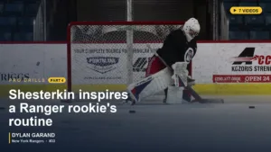 Dylan Garand of the New York Rangers working through RVH entry and recovery drills