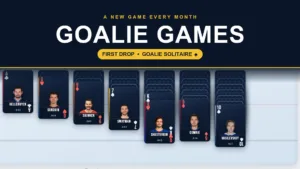 InGoal Goalie Games — a deck of NHL goaltender playing cards dealt into Goalie Solitaire on the ice