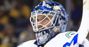 Thatcher Demko in his Vancouver Canucks mask