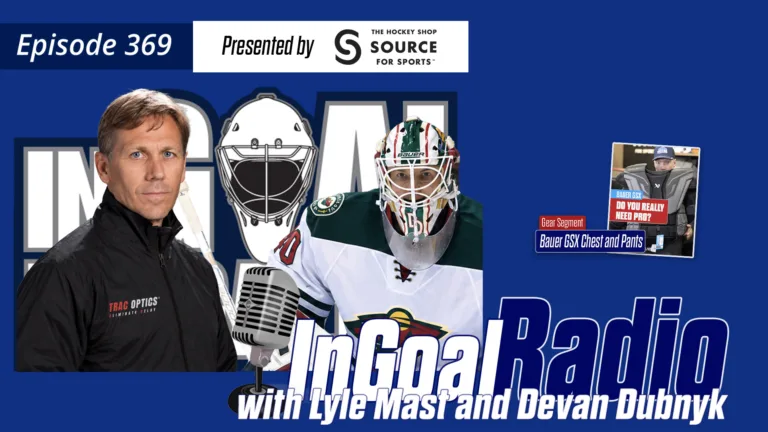 InGoal Radio Episode 369 podcast artwork featuring Devan Dubnyk in Minnesota Wild gear and host Lyle Mast