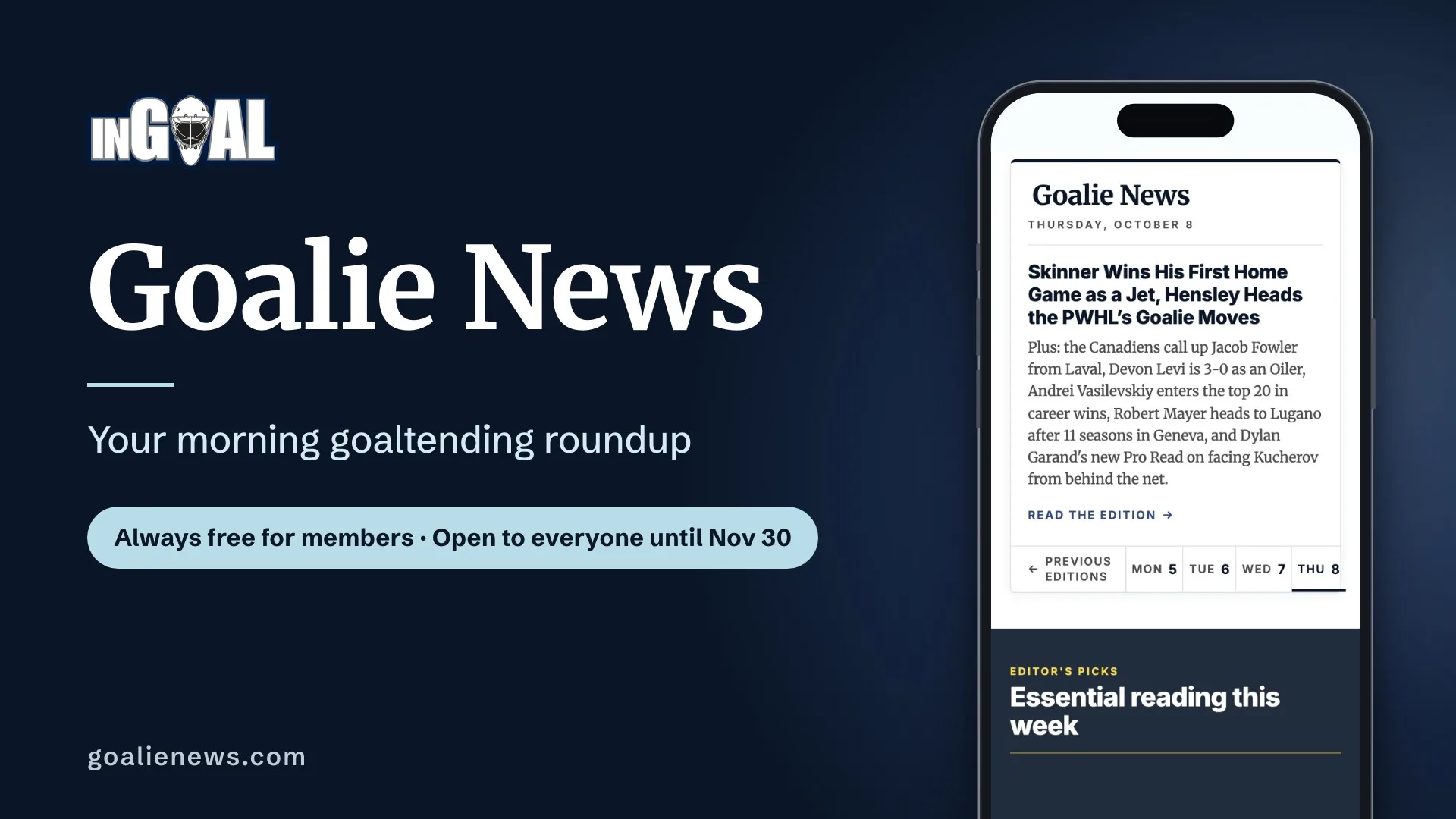 Goalie News: Your Morning Goaltending Roundup