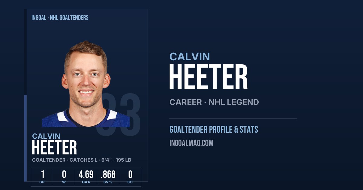 Calvin Heeter | NHL Goaltender Career & Stats | InGoal Magazine